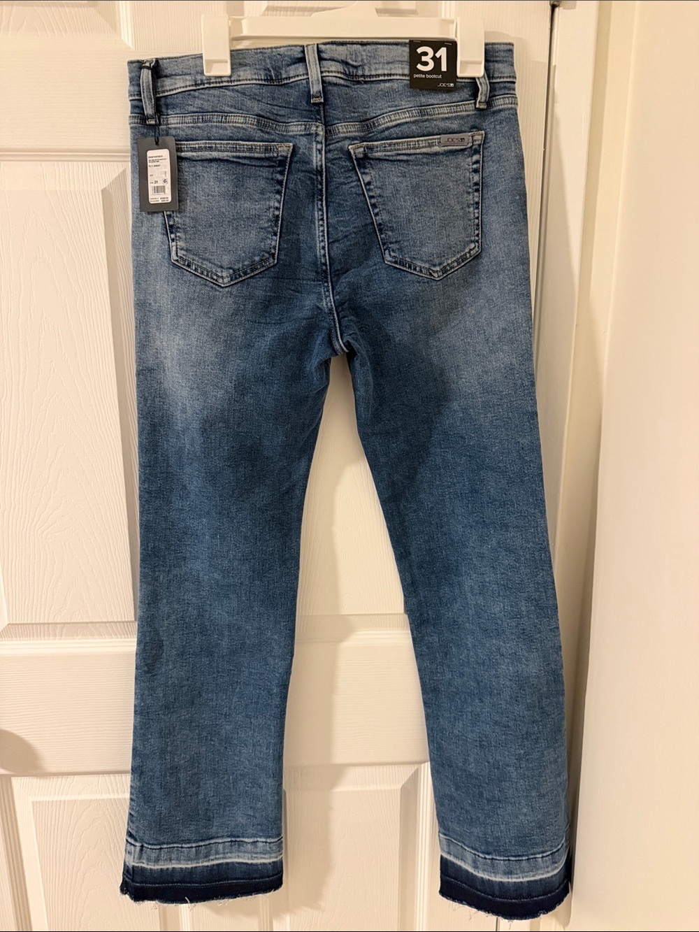 Joe's Jeans Mid Rise Petite Bootcut Blue Distressed Hem Jeans
